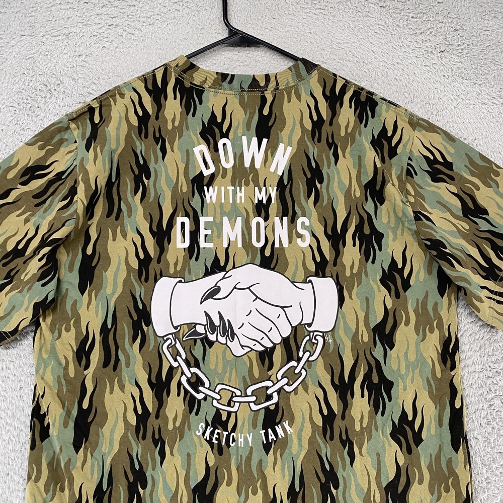 Lurking Class By Sketchy Tank Shirt Mens XL Camo‎ Down Demons Graphic Tee Pocket